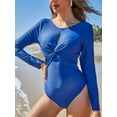thumbnail image 3 of ALove Women Long Sleeve Backless Rash Guard Sun Protection One Piece Swimming Bathing Suit, 3 of 7