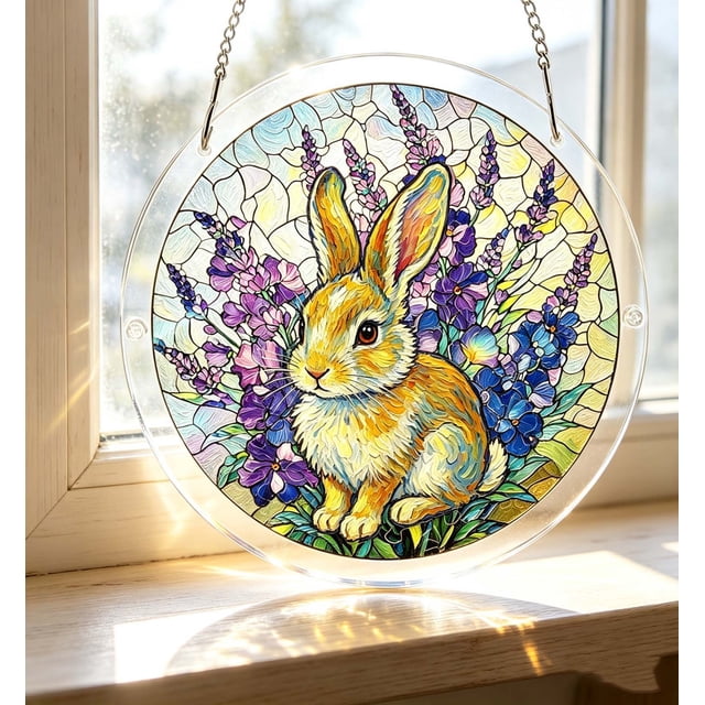 Decoración colgante para ventana de acrílico estilo vitral con paneles coloridos para uso en interiores y exteriores en el hogar y jardín