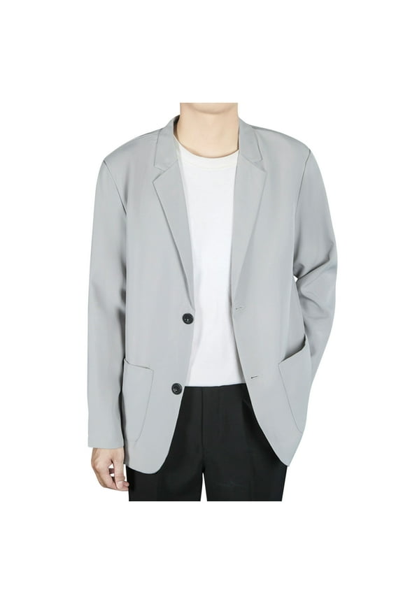 Men's Summer Ice Silk Cool Suit Jacket, Casual Lightweight Business Lapel Blazer Chinese Blazer Dress Business Coat Gray XL