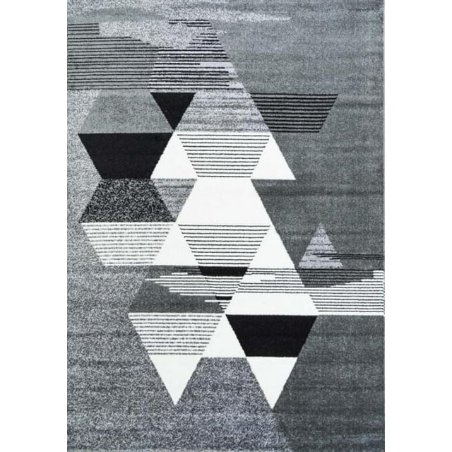Ladole Rugs Monochromatic Triangles Pattern Modern Area Rug Carpet in Grey Black White, 3'9" x 5'2" (115cm x 160cm)