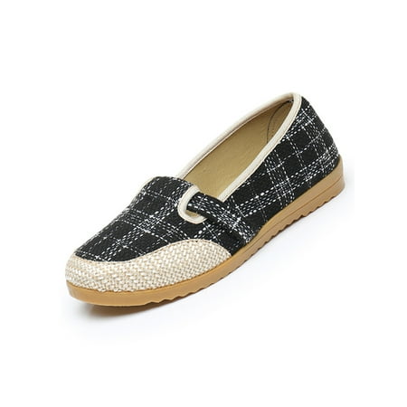 

Gomelly Womens Espadrilles Loafers Soft Mesh Penny Loafers Lightweight Slip on Flats Shoes Black 4.5