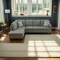 Hommoo Modern Flannel Living Room Furniture Sets Sectional Couches and Sofas, L-Shaped Sectional Couch Sofa, Grey(No Ottoman)