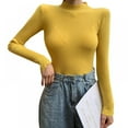 thumbnail image 1 of Hauts Décontractés pour Femmes Mode Col Roulé Ajusté Manches Longues, 1 of 3