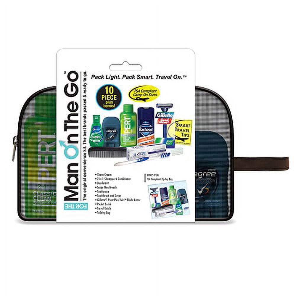 61 81Das Man On The Go 10 Pc Travel Kit Mesh Bag