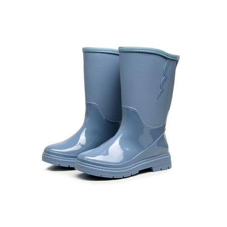 

Daeful Ladies Garden Shoes Wide-Calf Rubber Boot Slip Resistant Rain Boots Breathable Pull On Mid Calf Bootie Kitchen Waterproof Booties Blue 5