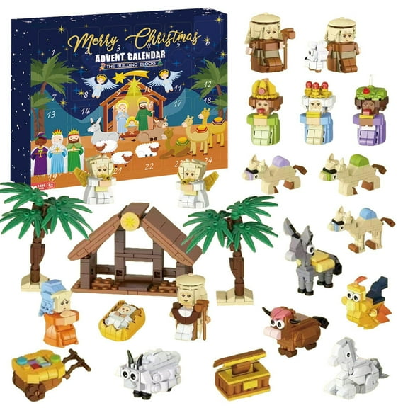 Advent Calendar 2025 Kids, 24 Days of Nativity Advent Calendar Building Blocks ,Christmas Stuffers Surprise Gifts Party Favors STEM Toy Building Bricks