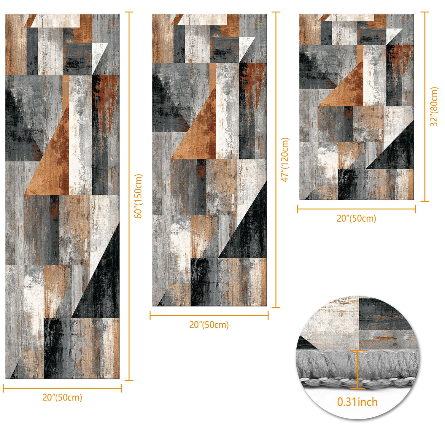 Three-Piece Kitchen Rug Set, Abstract Pattern Kitchen Hallway Rug, Soft And Comfortable, Suitable for Sinks, Floors, Entrances, Hallways, Bathrooms