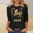 thumbnail image 2 of Jsaierl 3/4 Length Sleeve Tops for Women Summer Round Neck Shirts Dressy Print Petite Blouses Classic Dressy Tunic Top S-5XL, 2 of 6