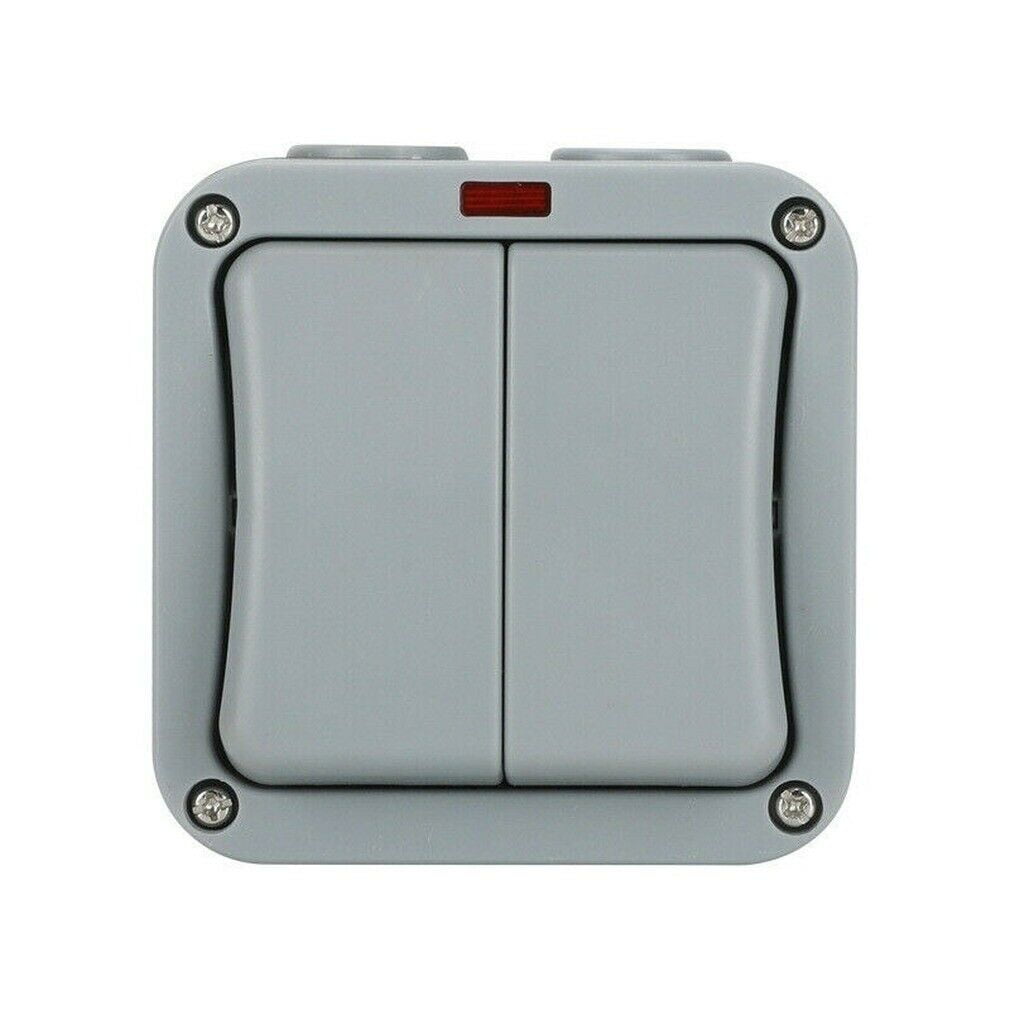 Outdoor Waterproof IP66 Double Light Switch Garden Weatherproof