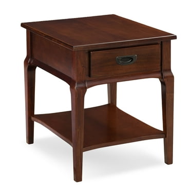 Leick Home Solid Wood 1-Drawer Stratus End Table with Shelf, Heartwood Cherry