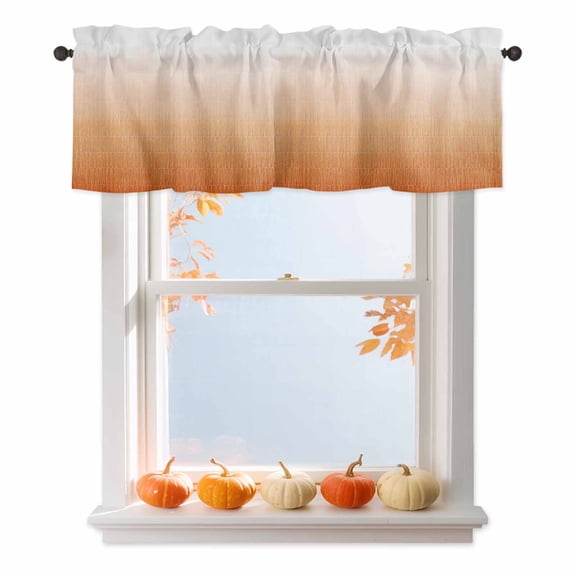 Fall Orange Gradient Valances for Windows,Kitchen Valance Rod Pocket Short Curtain 42x12in, Farmhouse Style Valance Curtain Window Valances for Bedroom Bathroom Living Room