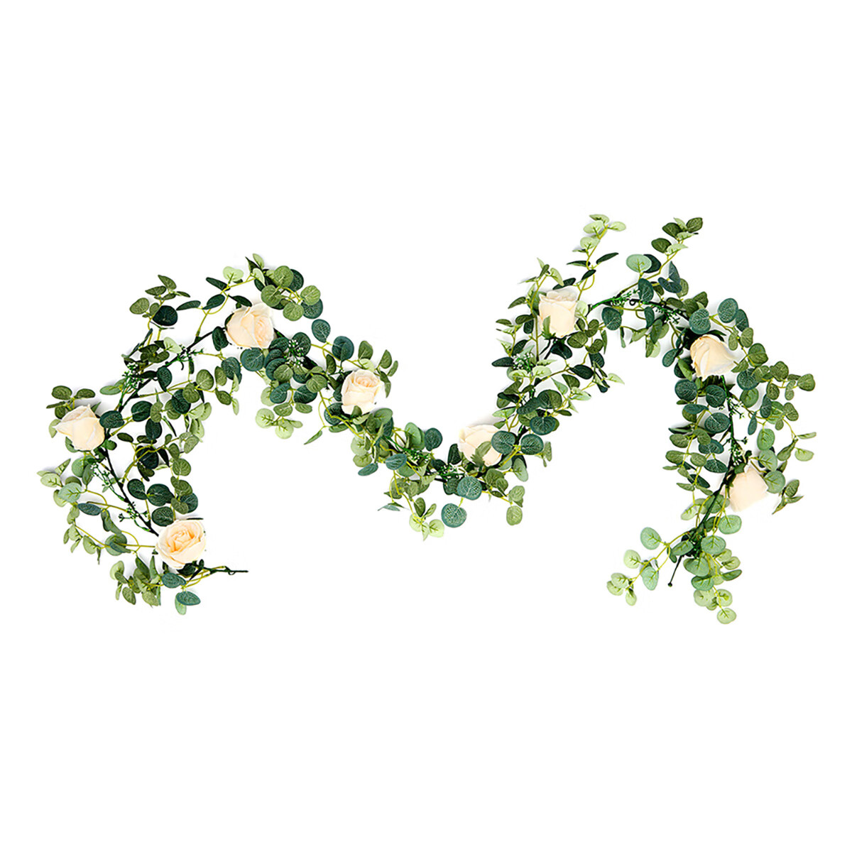 5.9ft Eucalyptus Garland with Flowers Artificial Flower Garland Fake