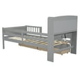 thumbnail image 6 of Solid and Stable Wood Twin Size Platform Bed with Built-In Led Light, Multi-Functional Headboard, Guardrail and 2 Drawers (Gray), 6 of 12