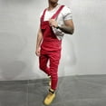 thumbnail image 3 of snowsong Overalls For Men Denim Overalls For Men Mens Pocket Jeans Overall Jumpsuit Streetwear Overall Suspender Pants Mens Pants Red S, 3 of 9