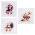 thumbnail image 2 of 3pcs Set de Pintura al de Impresión de Perrito Decoración de Oficina 30x30cm 3 paneles Macarena Pintura al Óleo de lienzo, 2 of 8