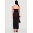 thumbnail image 3 of Women's Ribbed Knit Drawstring Keyhole Detail Side Slit Maxi Dress, 3 of 3