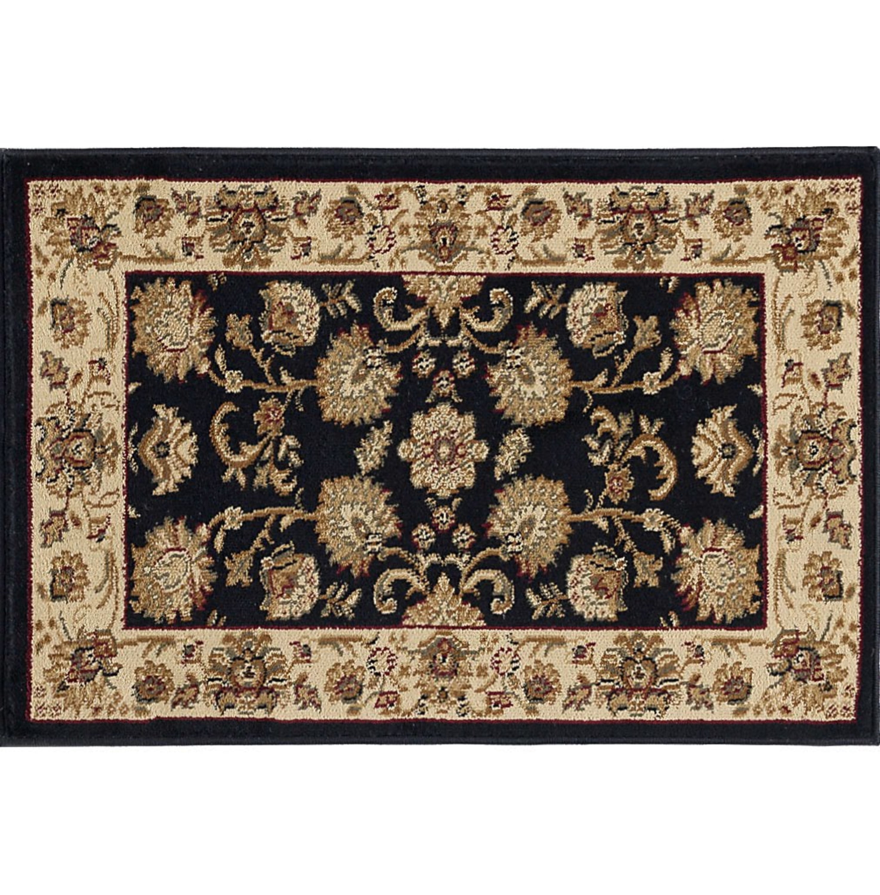 Sensation Transitional 2' x 3' Black and Beige Polypropylene Indoor Area Rug