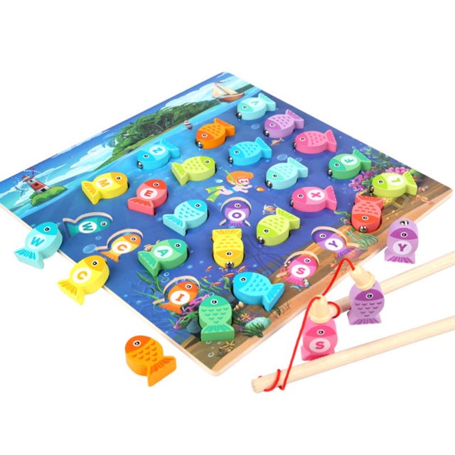 Juguetes de pesca con alfabetos de madera para niños, juego y letras coloridas, regalos de madera para niños en edad preescolar, juguetes educativos para bebés