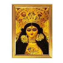 Maa Durga Golden Photo Frame a religious or spiritual theme Temple Wall Art 11.8 X 15.7"