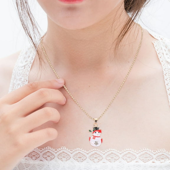 Minkissy 2Pcs Women's Snowman Necklace Set Alloy Pendant Jewelry for Fashion, Parties, , and Everyday Wear