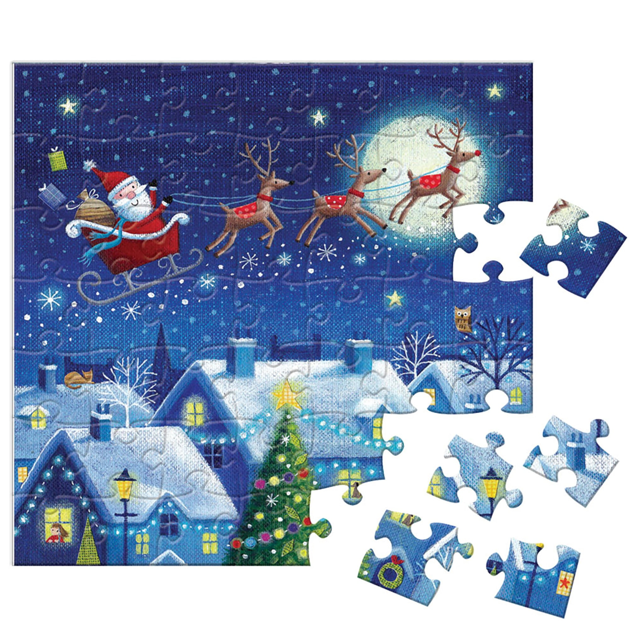 Eurographics: Puzzle Advent Calendar: Christmas Town - 24 Daily Unique Individual Jigsaws, 5 x 5" 50pc Each, 1200pcs Total, Holiday Countdown Gift
