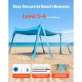 thumbnail image 4 of UPF50+ Beach Tent Sun Shelter, 10 x 10 ft Easy Pop Up Canopy, 6.6 ft Tall, with Sandbags Stability Poles Sand Shovels, Portable Blue Shade for Family Camping Fishing, 4 of 10