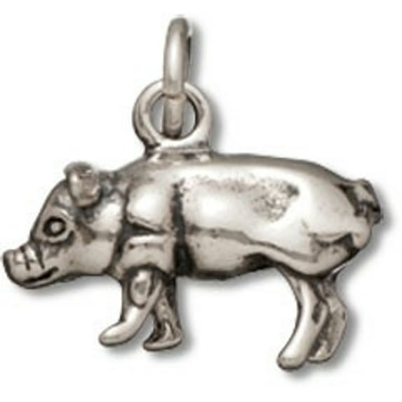 Sterling Silver 16" 1mm 3D Standing Or Walking Piglet Hog Or Pig Pendant Necklace