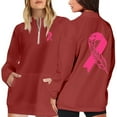 thumbnail image 2 of Women's Breast Cancer Anniversary Printed Half Zip Hoodless Sweater, 2 of 6