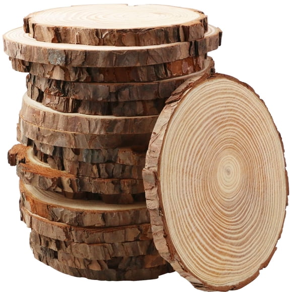 Rebanadas de Madera FSWCCK 17 Piezas Sin Terminar de 13-14 cm para Manualidades