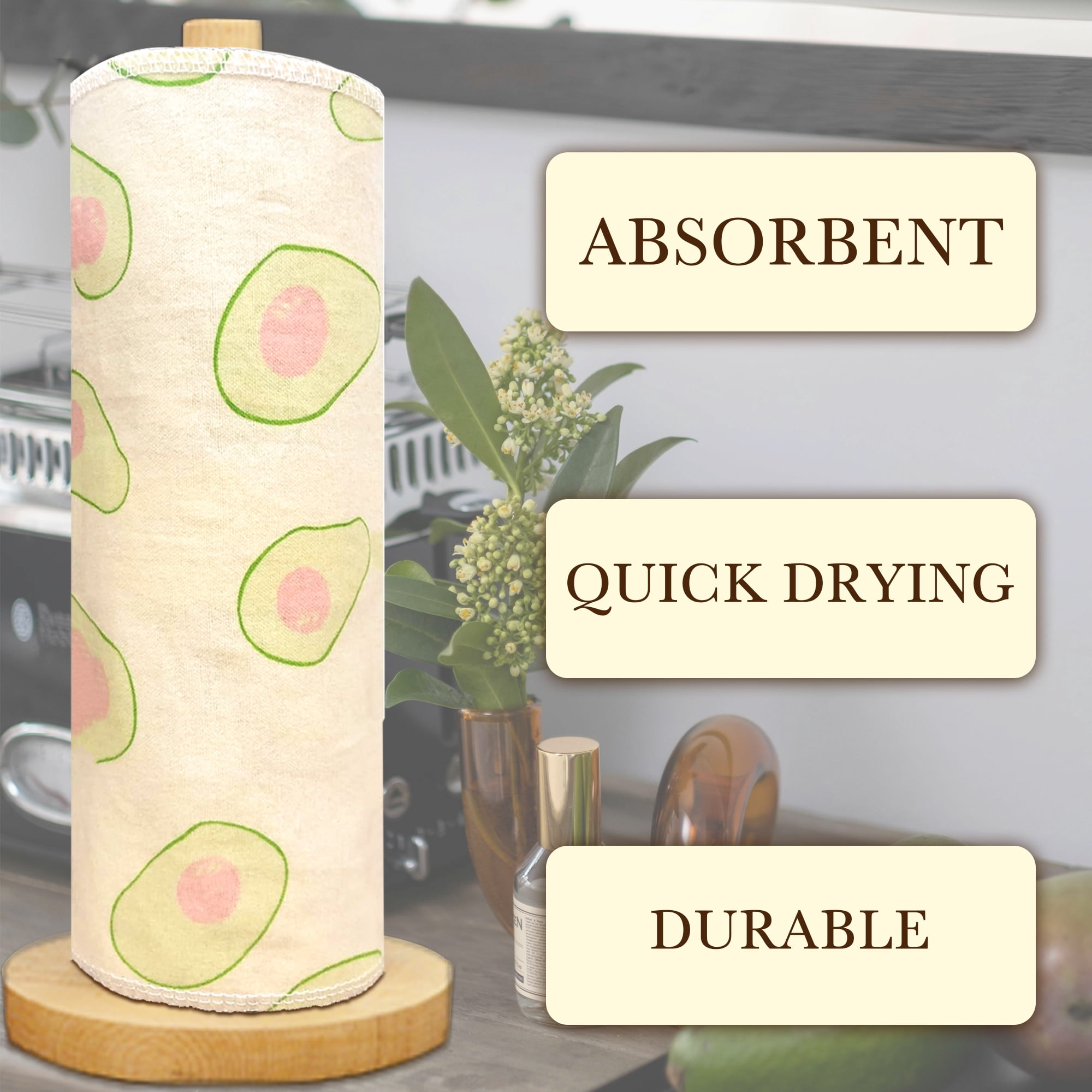 Minasuki 25 Pack Reusable Paper Towels - Paperless Paper Towels Washable Kitchen Cloth Zero Waste 10"x10", Avocado