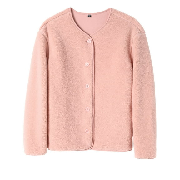 Dgankt Fall Clothes Women's Tweed Jackets Long Sleeve Crew Neck Button Down Cropped Jacket Coat