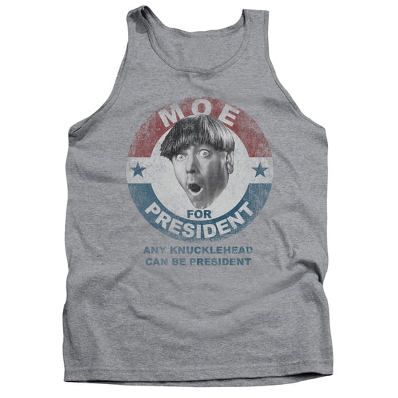Three Stooges Moe For President Adult Tank Top Athletic Heather