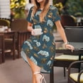 thumbnail image 3 of Logiee Miniature Ship In Bottle Print Womens Summer Dress,Casual Short Sleeve Sundresses,Beach A-line Shift Dress with Pockets, 3 of 6