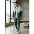 thumbnail image 6 of Men's Casual Color-blocked Lightweight Sportswear Set, Zippered Hooded Jacket and Pants, for Winter Training and Outdoor Exercises,Green,3XL, 6 of 6