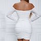 thumbnail image 5 of Vestido de Color Sólido para las Mujeres Fuera Del Hombro Manga Larga Plisado Bodycon sin Espalda Traje de Vacaciones, 5 of 5