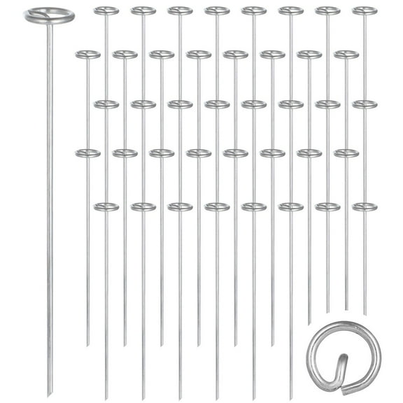 40 Pcs Landscape Fabric Pins, Garden Landscape Staples, 8in Circle Top Landscape Pins, Rustproof Galvanized Ground Cover Fabric Stakes, G-Shaped Weed Barrier Pins