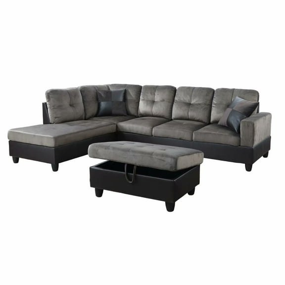 Ainehome Microfiber Sectional Sofa Set, 3PC L-Shaped Living Room Couches, Left Hand Facing (Taupe)