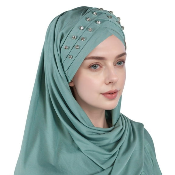 Riforla Women's Three Layer Tie Head Wrap Scarf Turban Cap Elegant and Stylish Head Covering Accessory Green