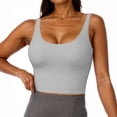 thumbnail image 2 of Nestiefly Racerback Crop Tank Tops for Women - U Neck Yoga Padded Longline Sports Bras Workout Gray XL, 2 of 7