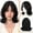 Black, variant on JOFMWIX Soft Synthetic Short Layered Bob Wig with Flowing Bangs | Soft, fluffy curls, naturally upturned ends, realistic lace scalp, lightweight and breathable, comfortable to wear, versatile styling