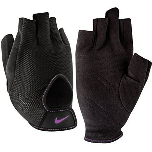 nike womens fundamental fitness exercise weight lifting gloves grey/black/purple (xsmall