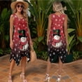 thumbnail image 3 of Psesaysky Couples Christmas Matching Outfits Snowman Snowflake Print Elegant Sundress Plus Size Women Summer Tunic Dress with Pockets or Short Sleeve Mens Shirts, 3 of 7