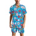 thumbnail image 1 of PRIYAL Men's Short Sleeve Pajama Sets Button Down Collar Sleepwear Soft Lounge Pjs Set Lightweight Men's Outfits, 1 of 13
