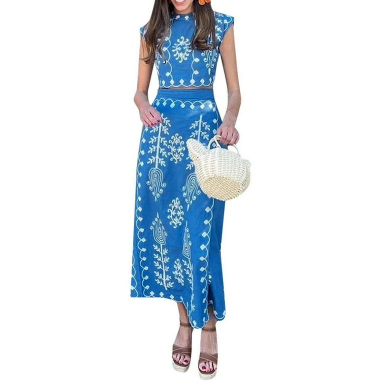 Women's Fashion Printed Vacation Co Ord Set: Chic Two Piece Dress Ensemble  For Summer - Walmart.com