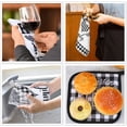 thumbnail image 5 of Buffalo Plaid Kitchen Towels Oven Mitts and Pot Holder Set - 5-Piece Black and White Kitchen Towels Set with Strong Water Absorption - Convenient Hook and Half Piping Tidy -, 5 of 7