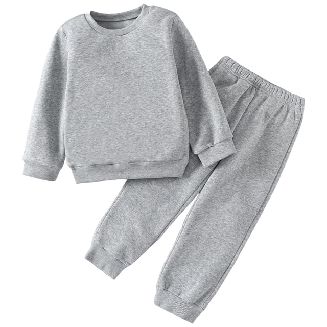 Two Piece Set For Boys And Girls Round Neck Long Sleeve Sweatshirt And Sweatpants Suit In Multiple Colors