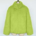thumbnail image 6 of Mens Faux Fur Jacket Fluffy Furry Zipper Coats Lapel Collar Long Sleeve Outerwear Winter Warm Cardigans (XXL, Green), 6 of 7