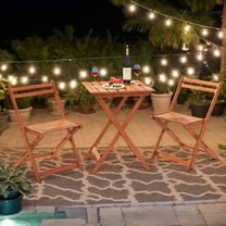 Demifill 3-Piece Solid Wood Dining Set with 2 Folding Chairs, Sturdy Wood Table and Chair Set for Outdoor as Garden, Backyard, Porch, Brown