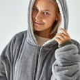 thumbnail image 2 of Extra Long Hoodie Blanket Oversized Soft Sherpa Fleece Giant Sweatshirt With Zip, 2 of 4