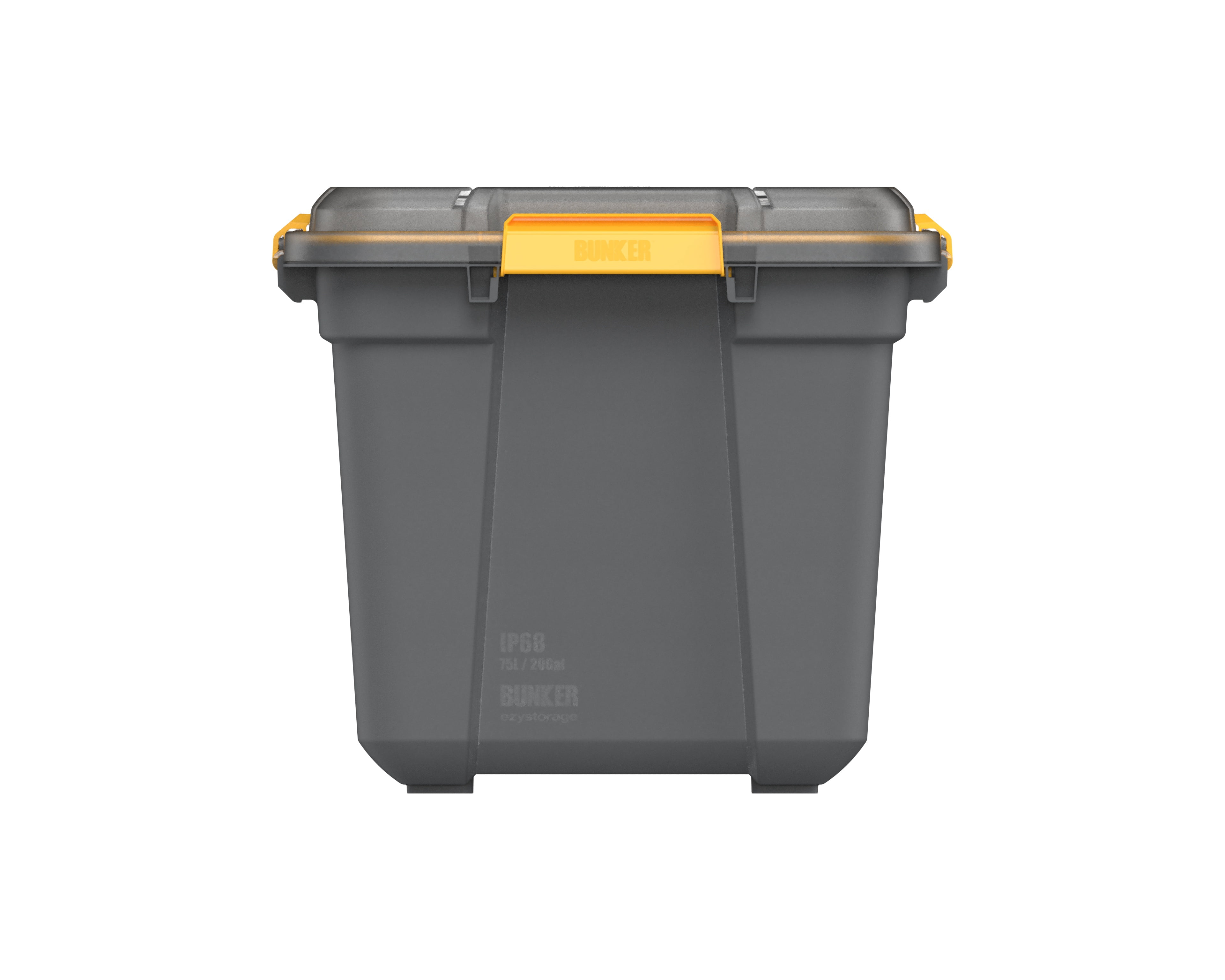 Ezy Storage 19.8 Gallon Large Gasket Tote, IP68 WaterProof Plastic Storage Bin with Lid, Gasket Seal and Durable Latches, Gray